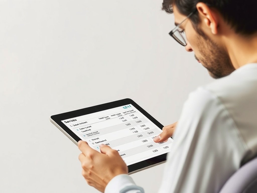 A man reviewing his subscription services on a tablet.
